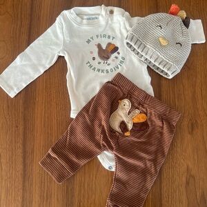 Carter's Thanksgiving Outfit Set - White, Brown, Gray